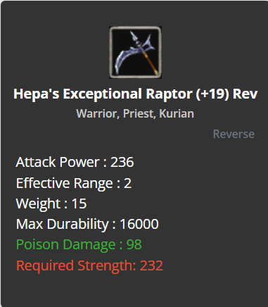 Hepa's Exceptional Raptor +19 (Reverse)