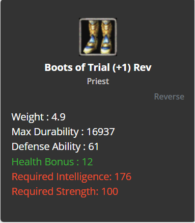 Boots Of Trial (HP) +1 (Reverse)